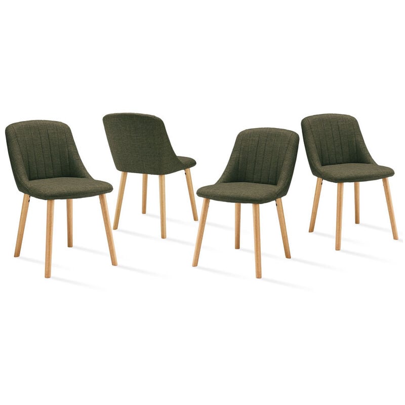 foto del prodotto sedie da pranzo moderne con seduta imbottita, schienale ergonomico e gambe in legno, stile e comfort in un unico design set di 4 verde prato