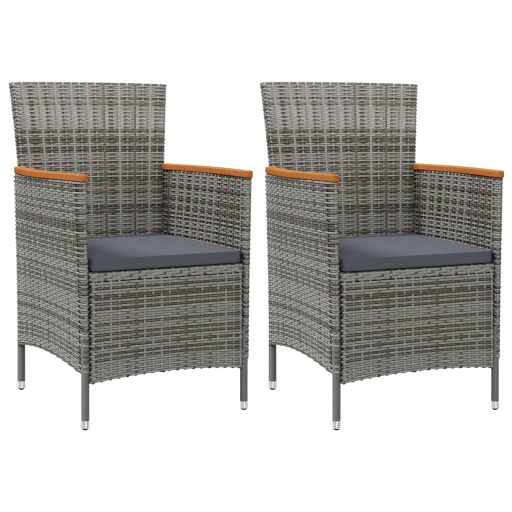 foto del prodotto sedie da pranzo per giardino 2 pz in polyrattan grigio cod mxl 59839