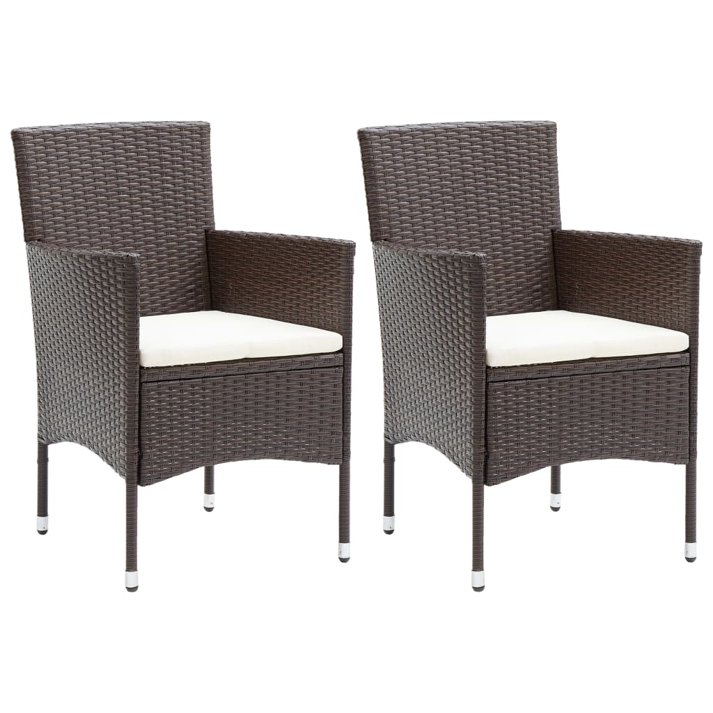foto del prodotto sedie da pranzo per giardino 2 pz in polyrattan marrone