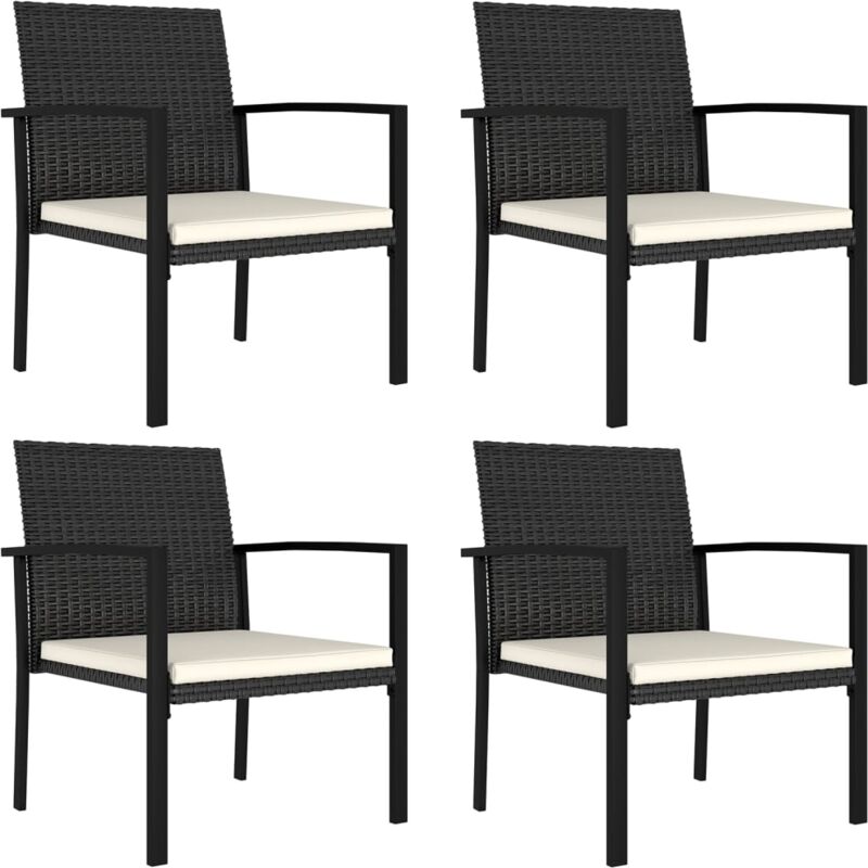 foto del prodotto sedie da pranzo per giardino 4 pz in polyrattan nero
