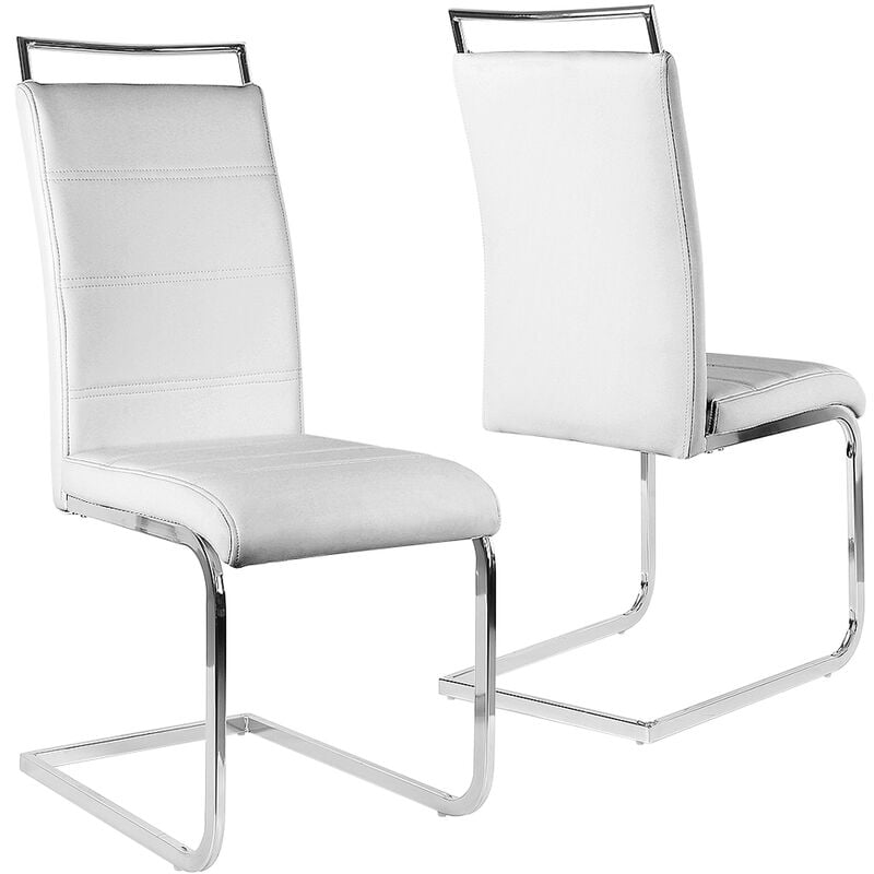 foto del prodotto sedie da pranzo poltrona cantilever,sedie moderne sala da pranzo cucina,ecopelle,2pz bianco
