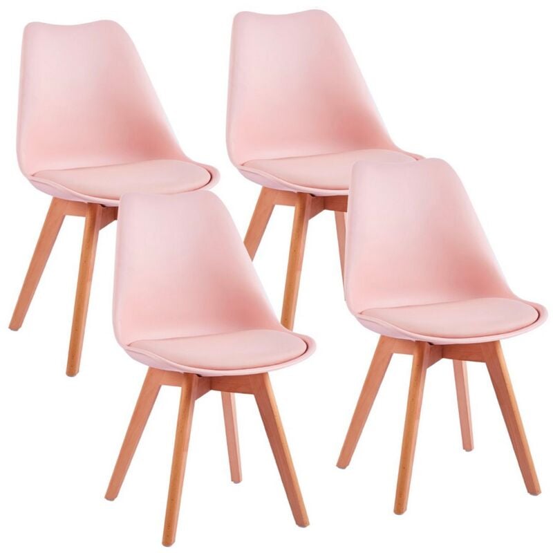 foto del prodotto sedie da pranzo rosa con cuscino e gambe legno candice