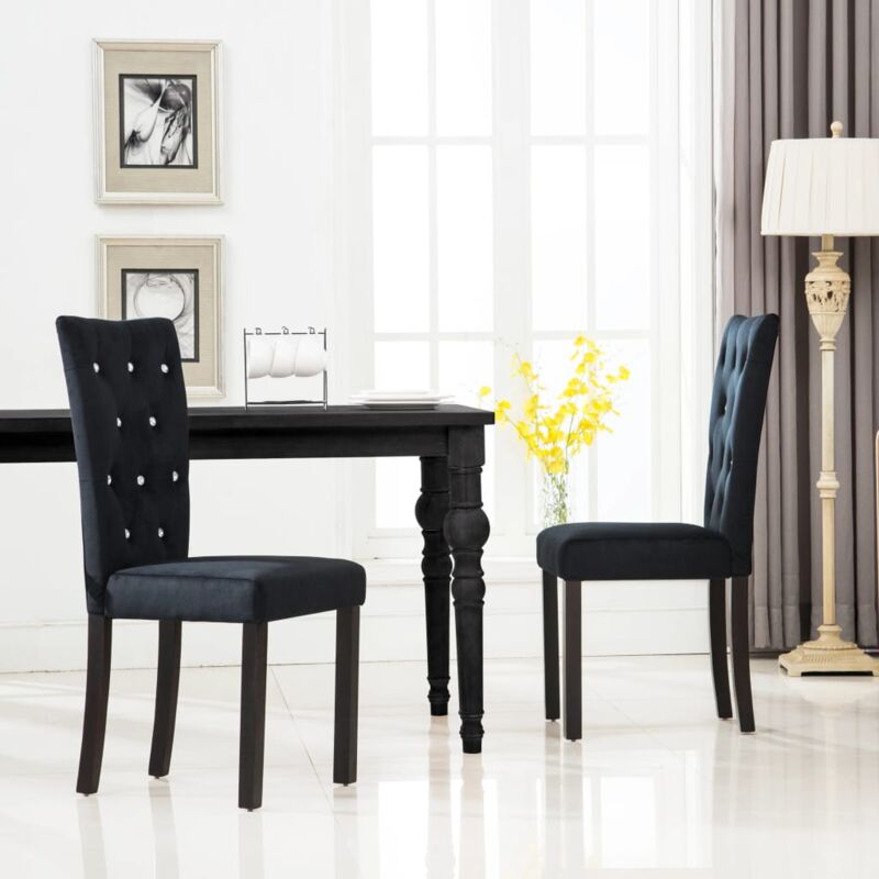 foto del prodotto sedie da pranzo set 2 pz in velluto sedie eleganti design moderno vari colori colore nero