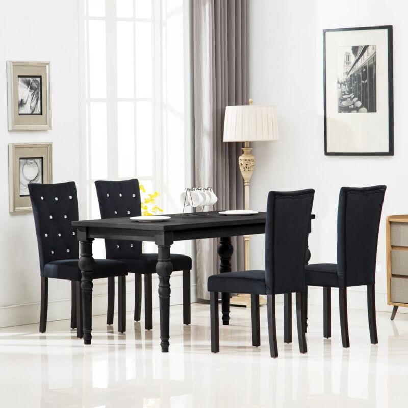 foto del prodotto sedie da pranzo set 4 pz in velluto sedie eleganti design moderno vari colori colore nero