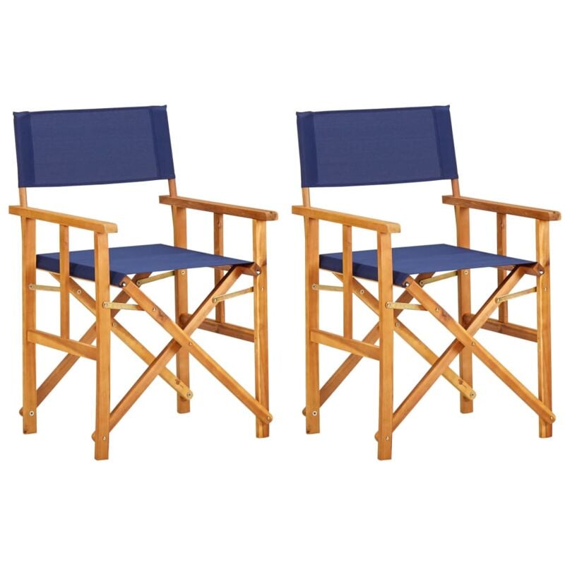 foto del prodotto sedie da regista 2 pz in legno massello di acacia blu vidaxl