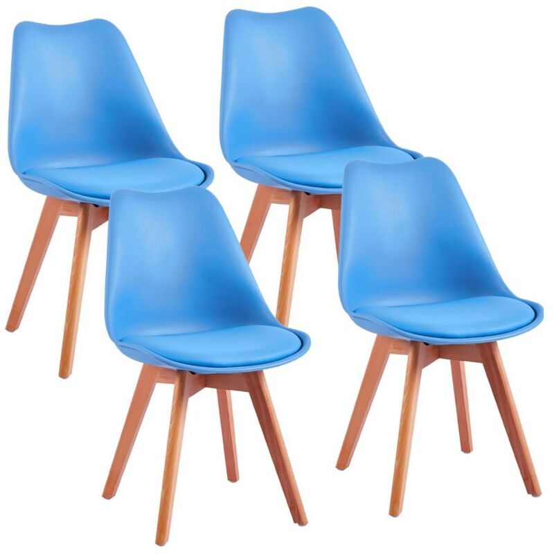 foto del prodotto sedie da soggiorno gambe legno con cuscino azzurro - candice