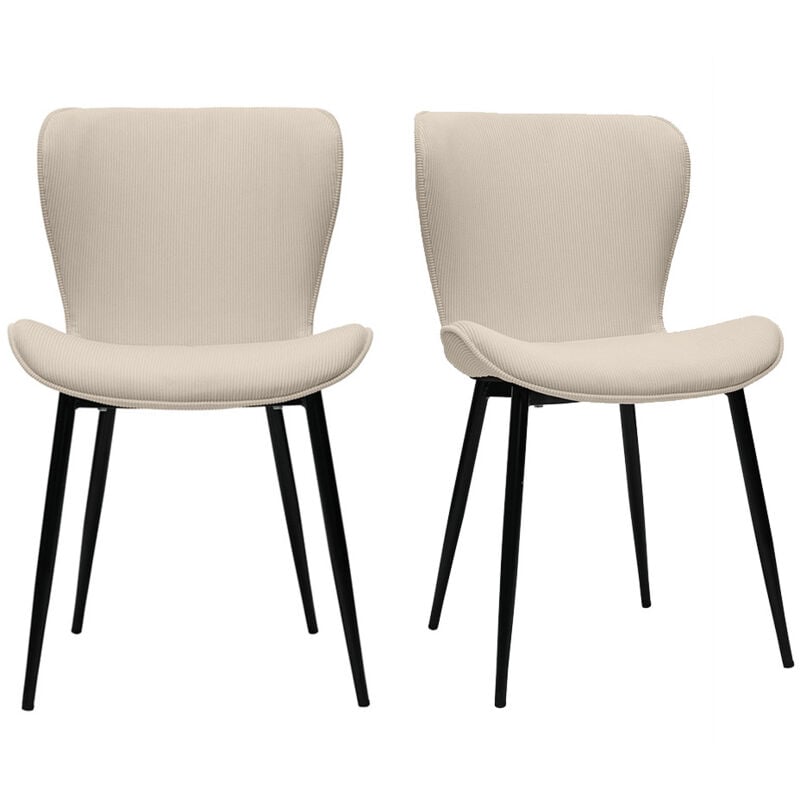 foto del prodotto sedie design in velluto a coste beige e metallo nero set di 2 addict