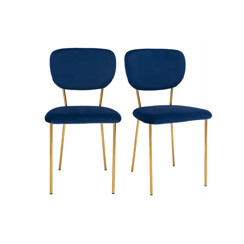 foto del prodotto sedie design in velluto blu e struttura in metallo dorato set di 2 lepidus