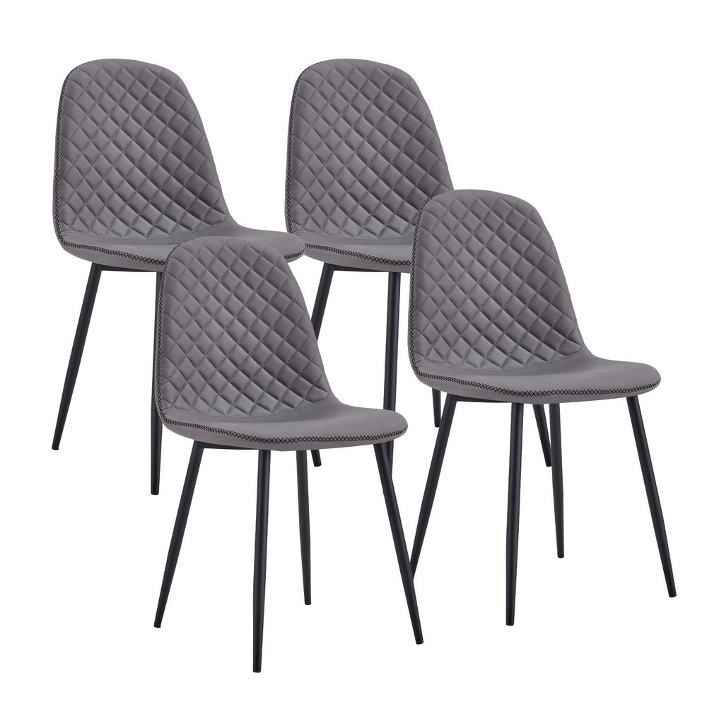foto del prodotto sedie design moderno gambe metallo e seduta trapuntata grigia bella