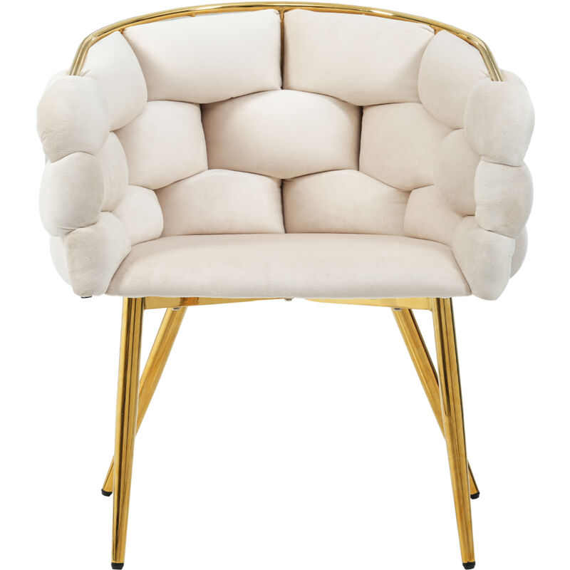 foto del prodotto sedie di lusso in velluto e metallo, gambe in metallo, stile moderno, grande formato, beige