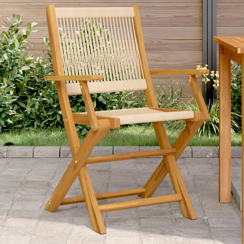foto del prodotto sedie giardino 2 pz beige legno massello acacia e polipropilene