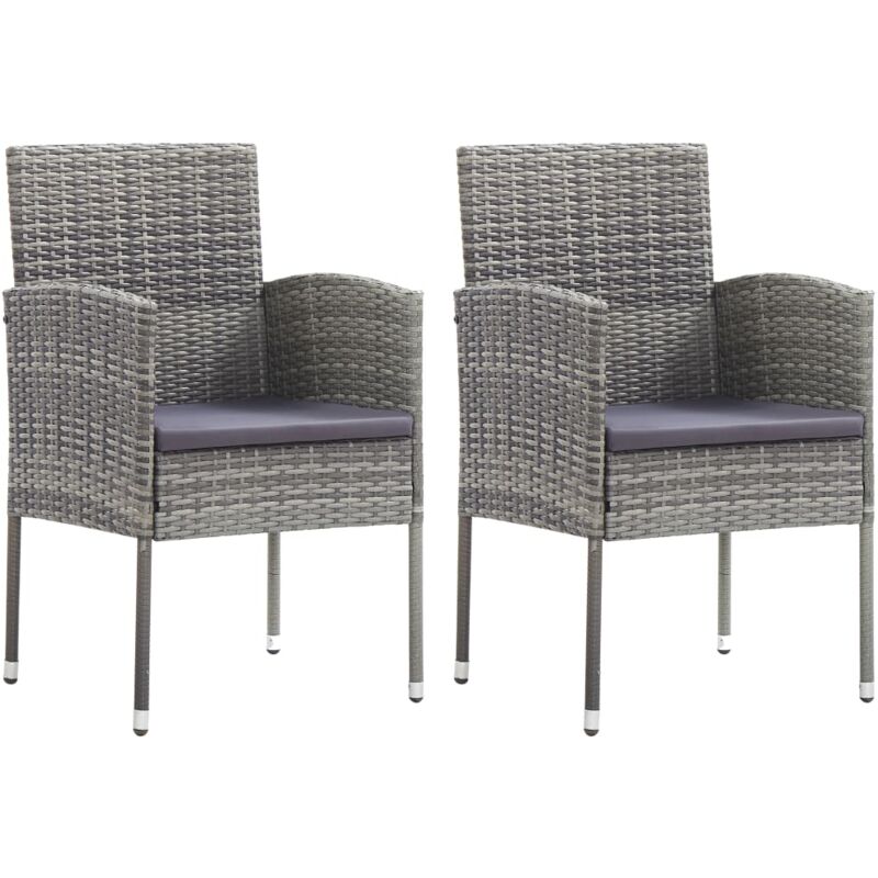 foto del prodotto sedie giardino con cuscini grigio scuro 2 pz grigie polyrattan vidaxl 337821