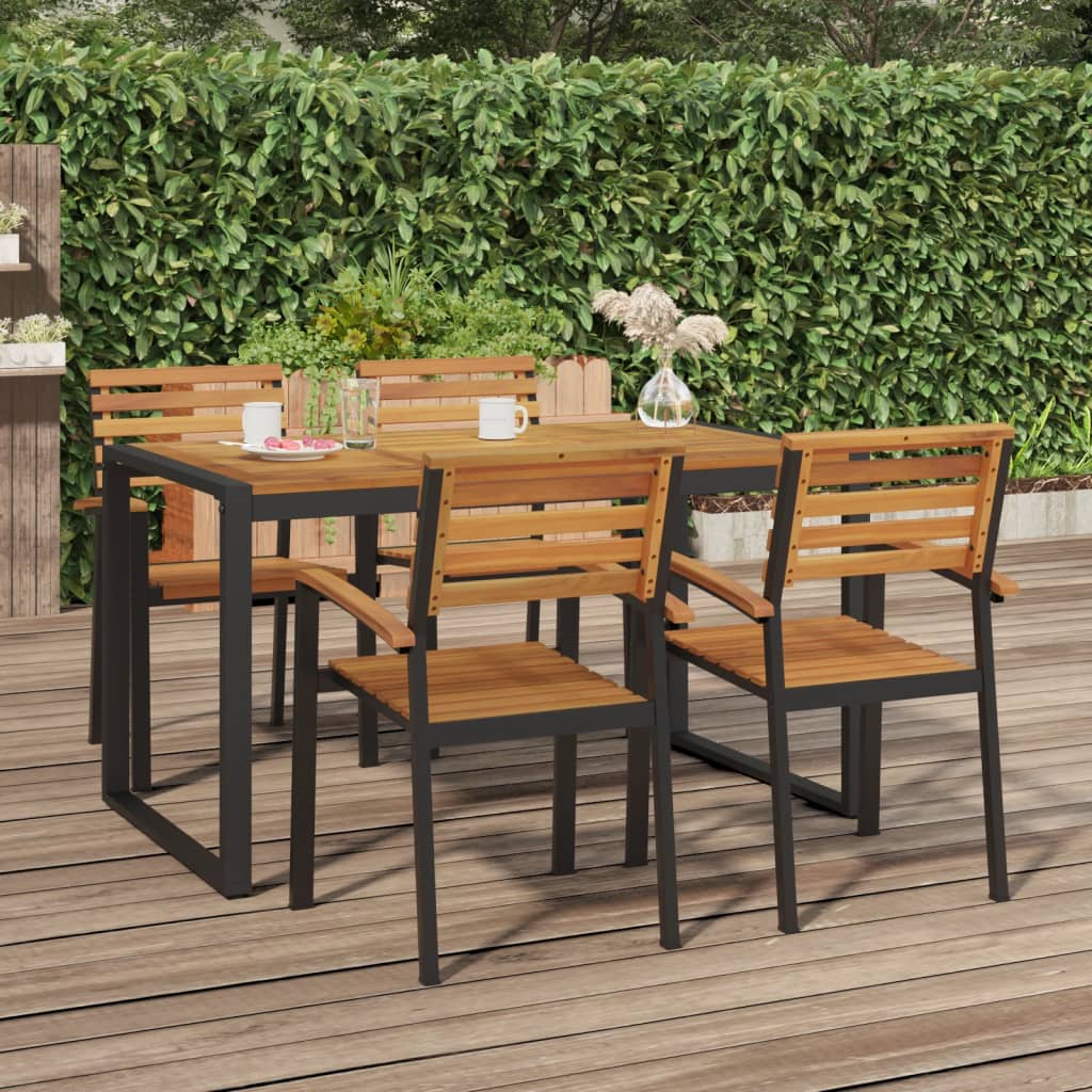 foto del prodotto sedie giardino impilabili 4 pz legno massello acacia e metallocod mxl 119598