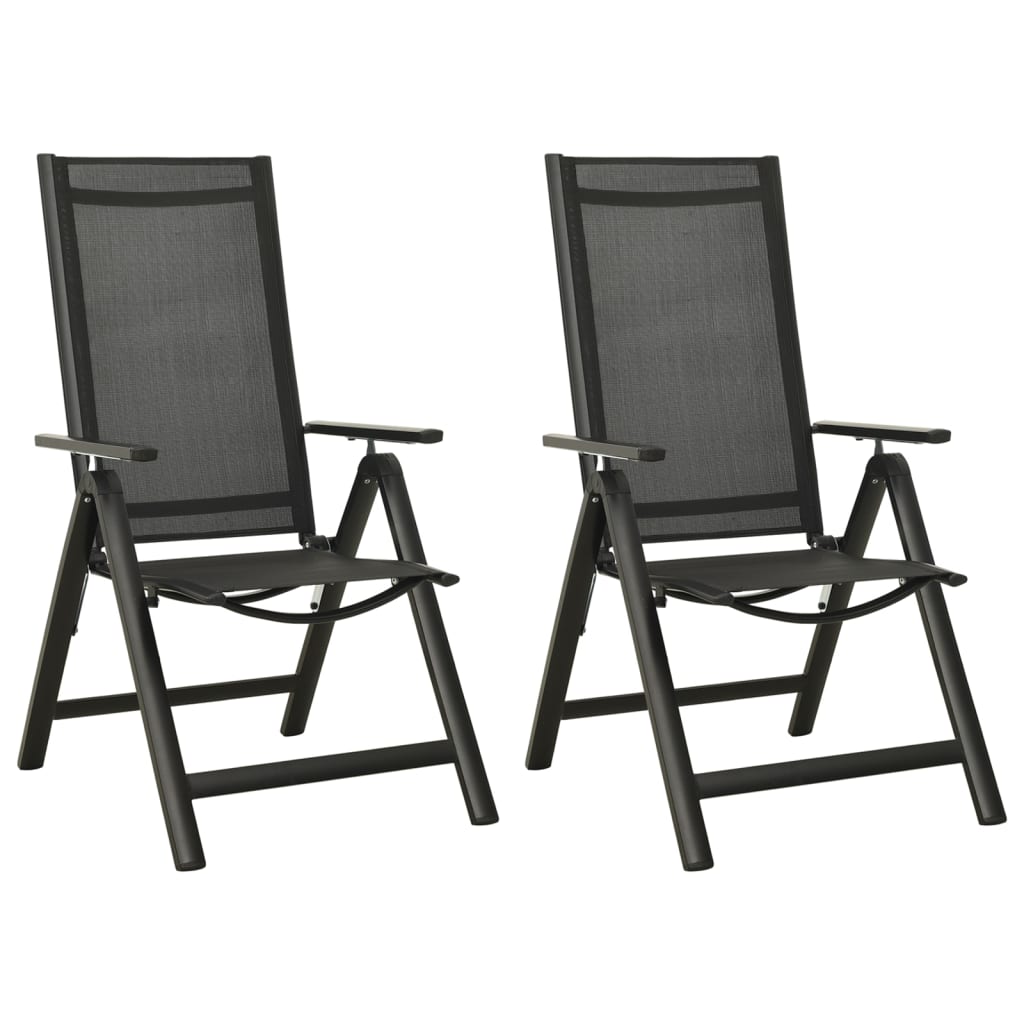 foto del prodotto sedie giardino pieghevoli 2 pz textilene e alluminio nere cod mxl 16234