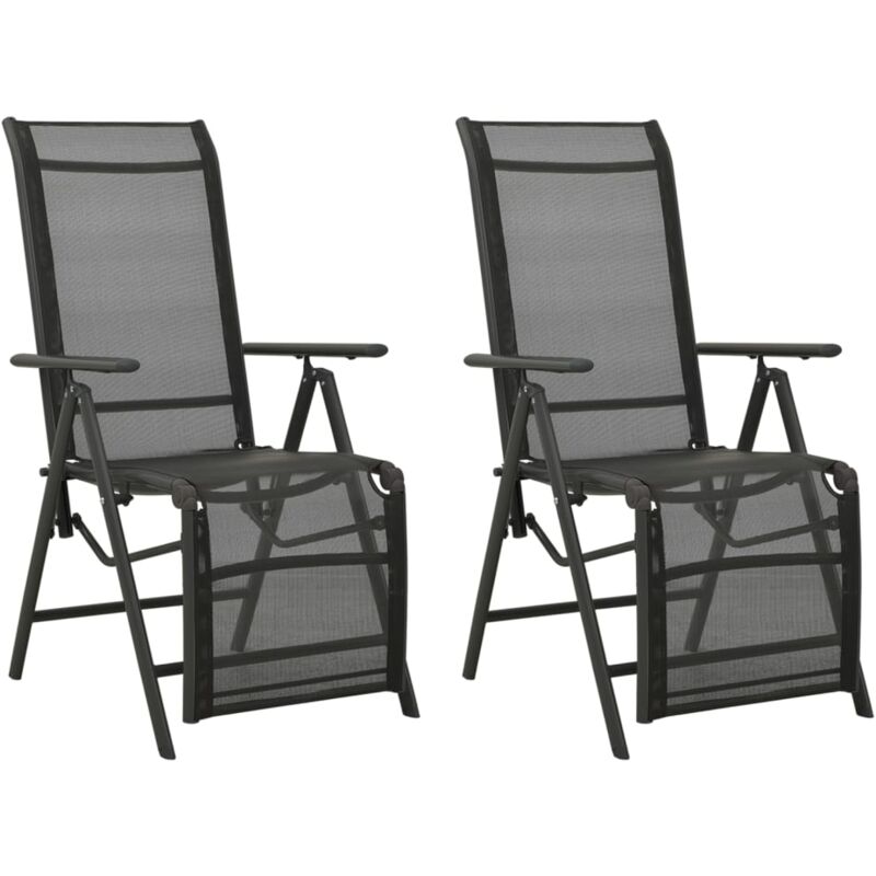 foto del prodotto sedie giardino pieghevoli 2 pz textilene e alluminio nere vidaxl 286353