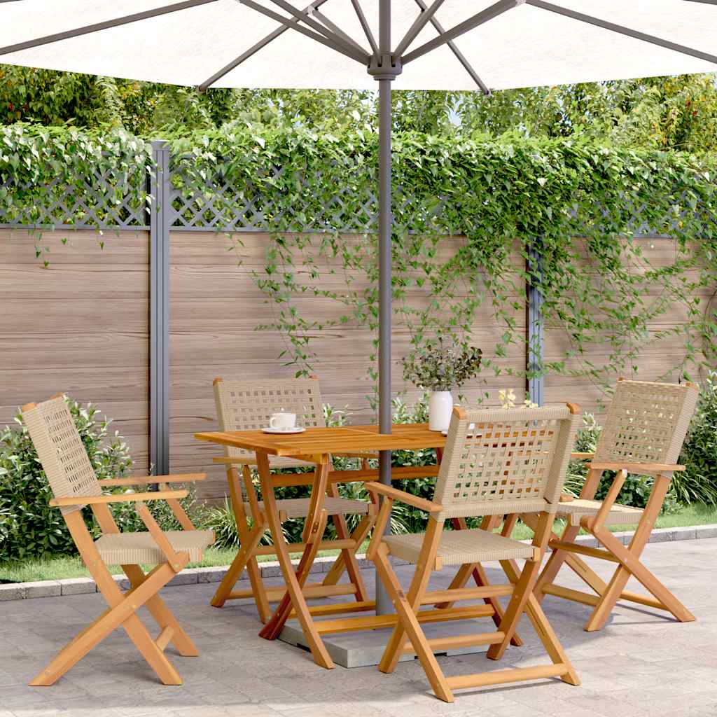 foto del prodotto sedie giardino pieghevoli 4pz beige polyrattan e legno massello