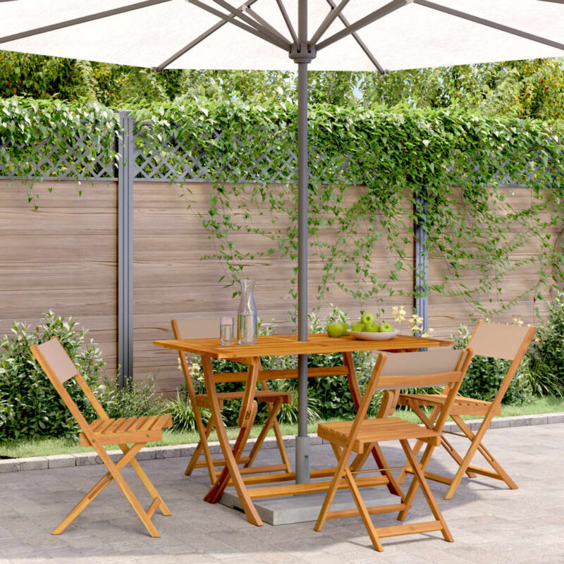 foto del prodotto sedie giardino pieghevoli 4pz tortora tessuto e legno massello vidaxl 862369