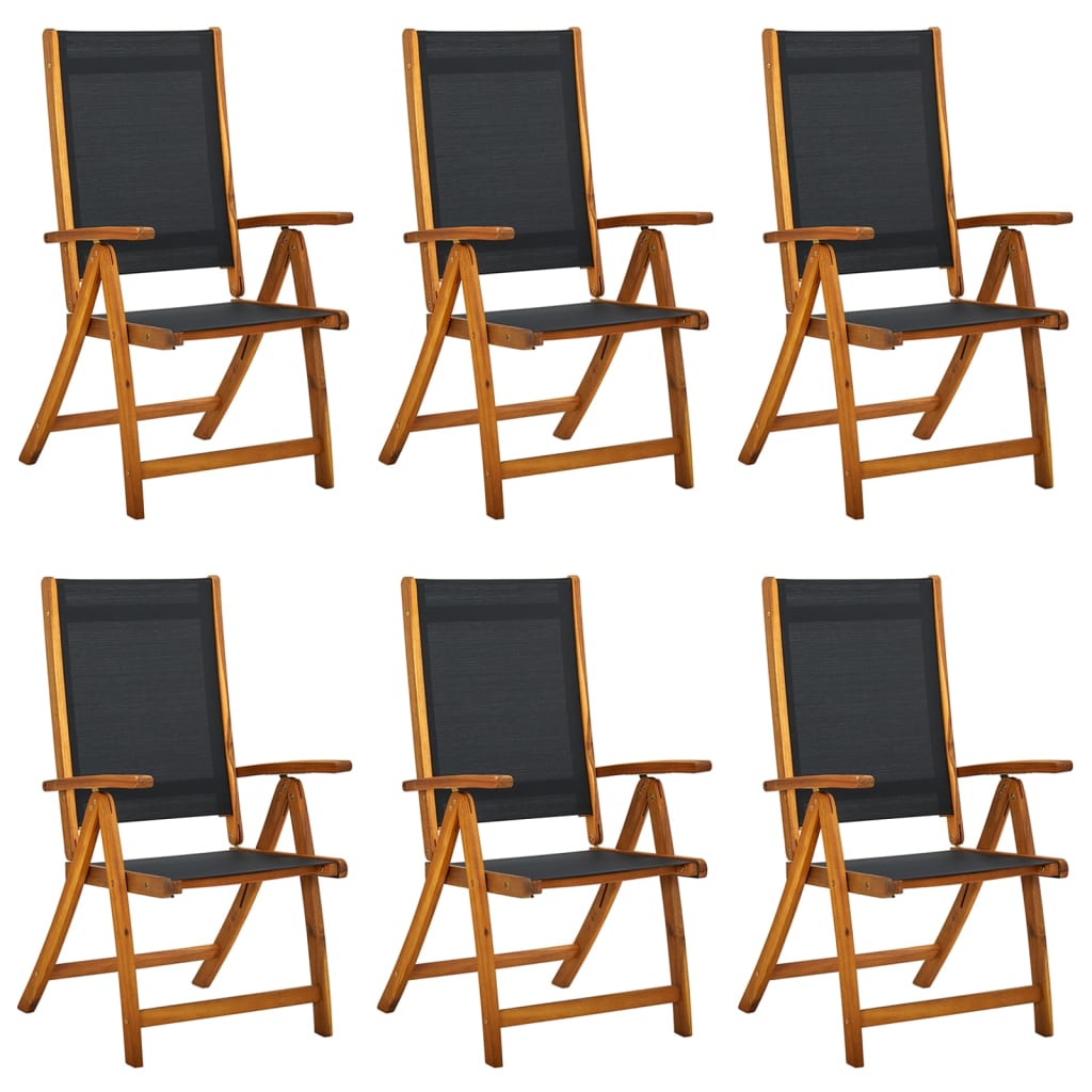 foto del prodotto sedie giardino pieghevoli 6pz legno massello acacia e textilene cod mxl 15262