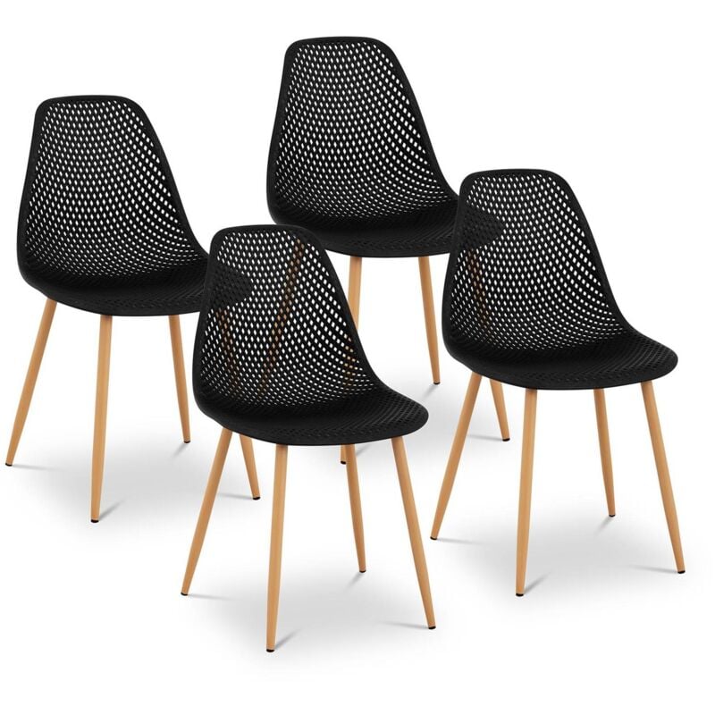 foto del prodotto sedie in polipropilene set da 4 sedia in plastica di design cucina 150 kg nero