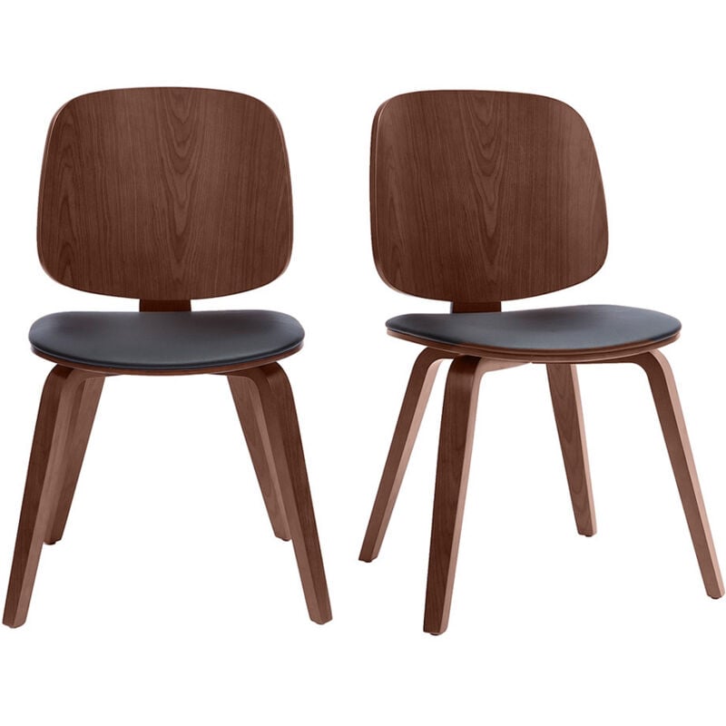 foto del prodotto sedie legno scuro e nero set di 2 beck