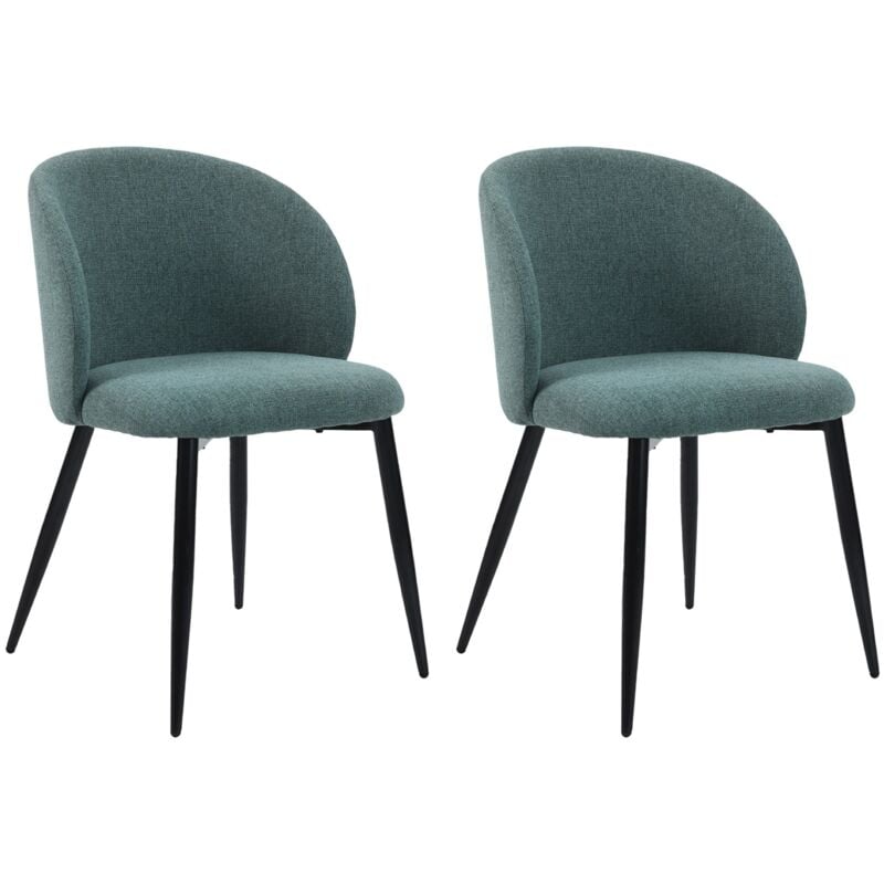 foto del prodotto sedie mobili rebecca festuca 81x54x56 tessuto polilino metallo verde acqua nero moderno set 2 pezzi parzialmente montato