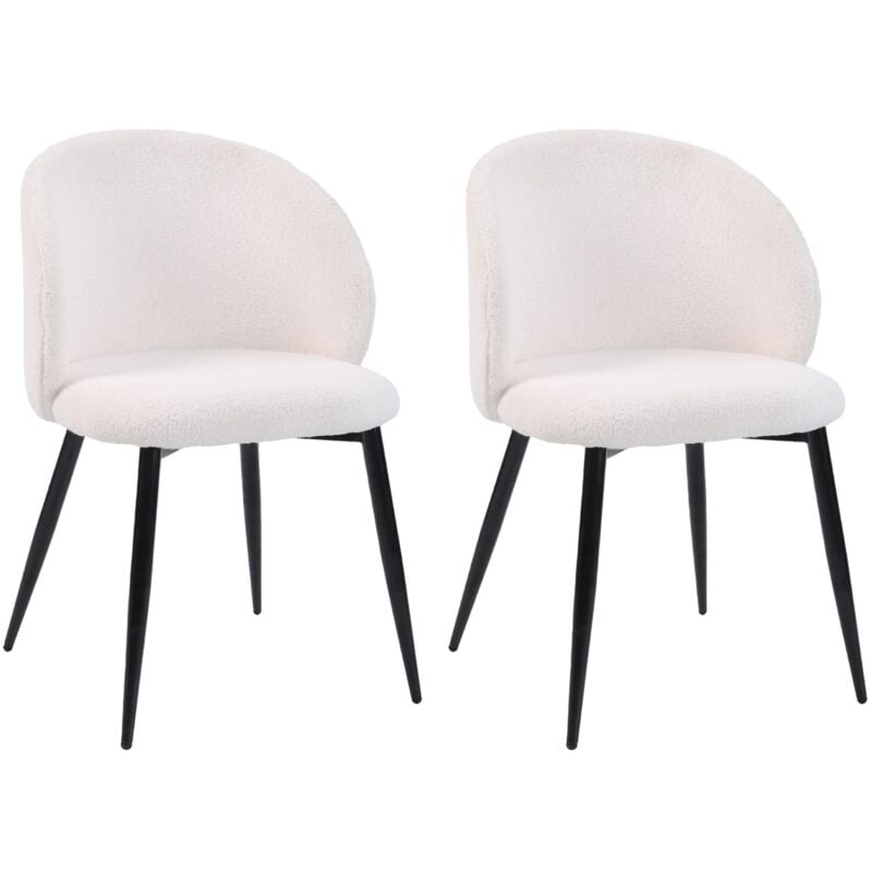 foto del prodotto sedie mobili rebecca karamu 81x54x56 tessuto metallo crema nero moderno set 2 pezzi