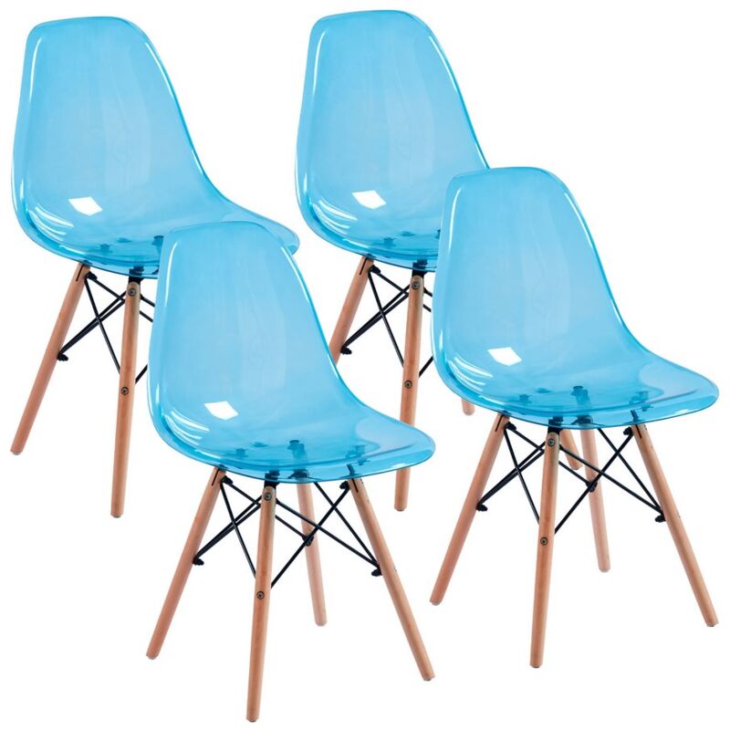 foto del prodotto sedie moderne da cucina colorate con seduta trasparente blu betty