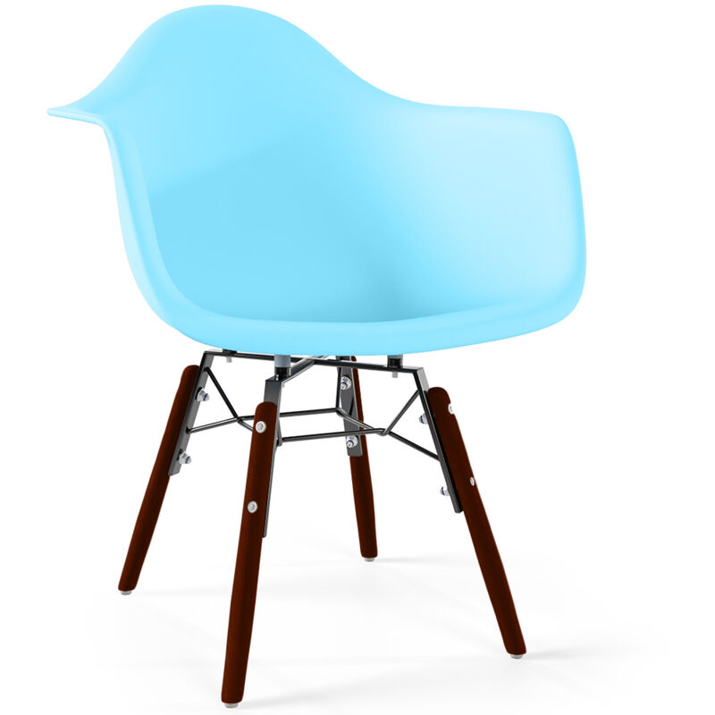 foto del prodotto sedie per bambini design scandinavo gambe in legno scuro nordika azurro