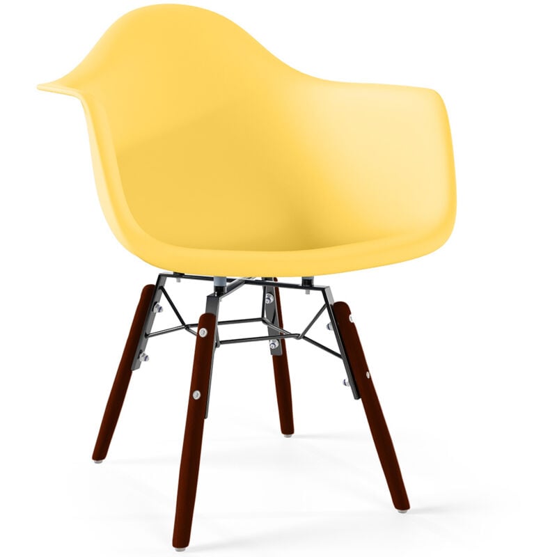 foto del prodotto sedie per bambini design scandinavo gambe in legno scuro nordika giallo