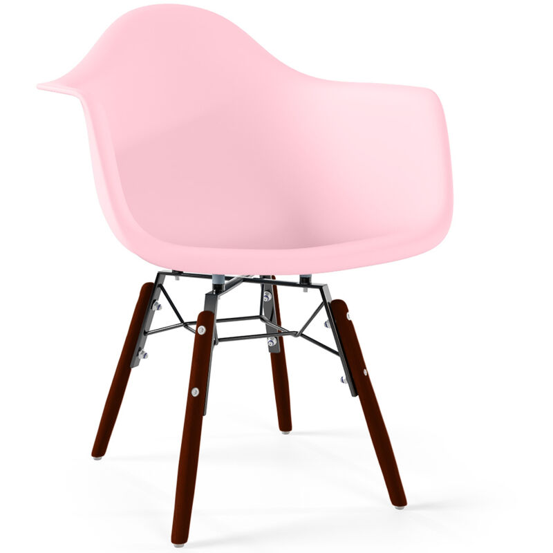 foto del prodotto sedie per bambini design scandinavo gambe in legno scuro nordika rosa