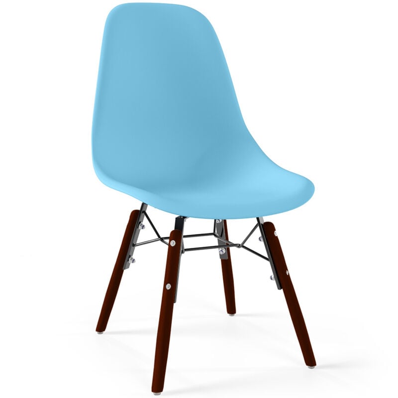 foto del prodotto sedie per bambini design scandinavo gambe in legno scuro sk gur azurro