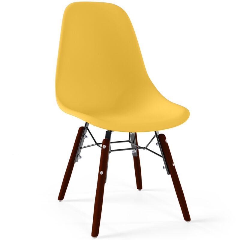 foto del prodotto sedie per bambini design scandinavo gambe in legno scuro sk gur giallo