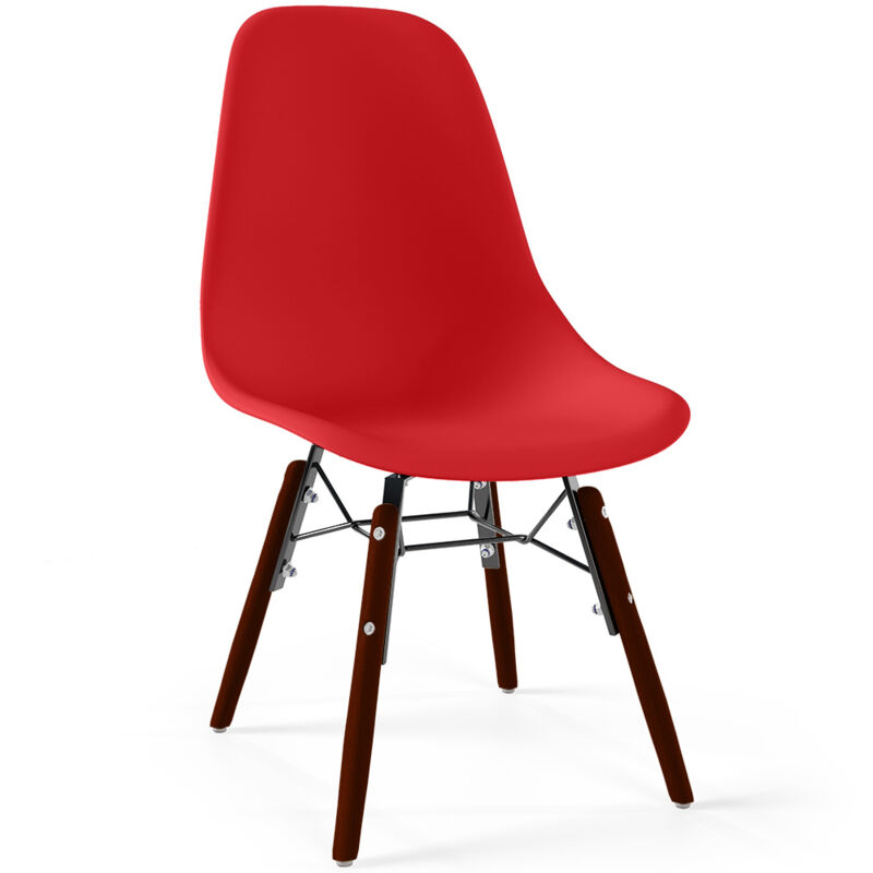 foto del prodotto sedie per bambini design scandinavo gambe in legno scuro sk gur rosso