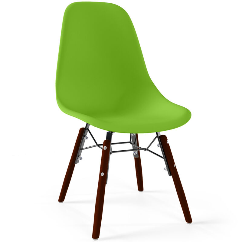 foto del prodotto sedie per bambini design scandinavo gambe in legno scuro sk gur verde