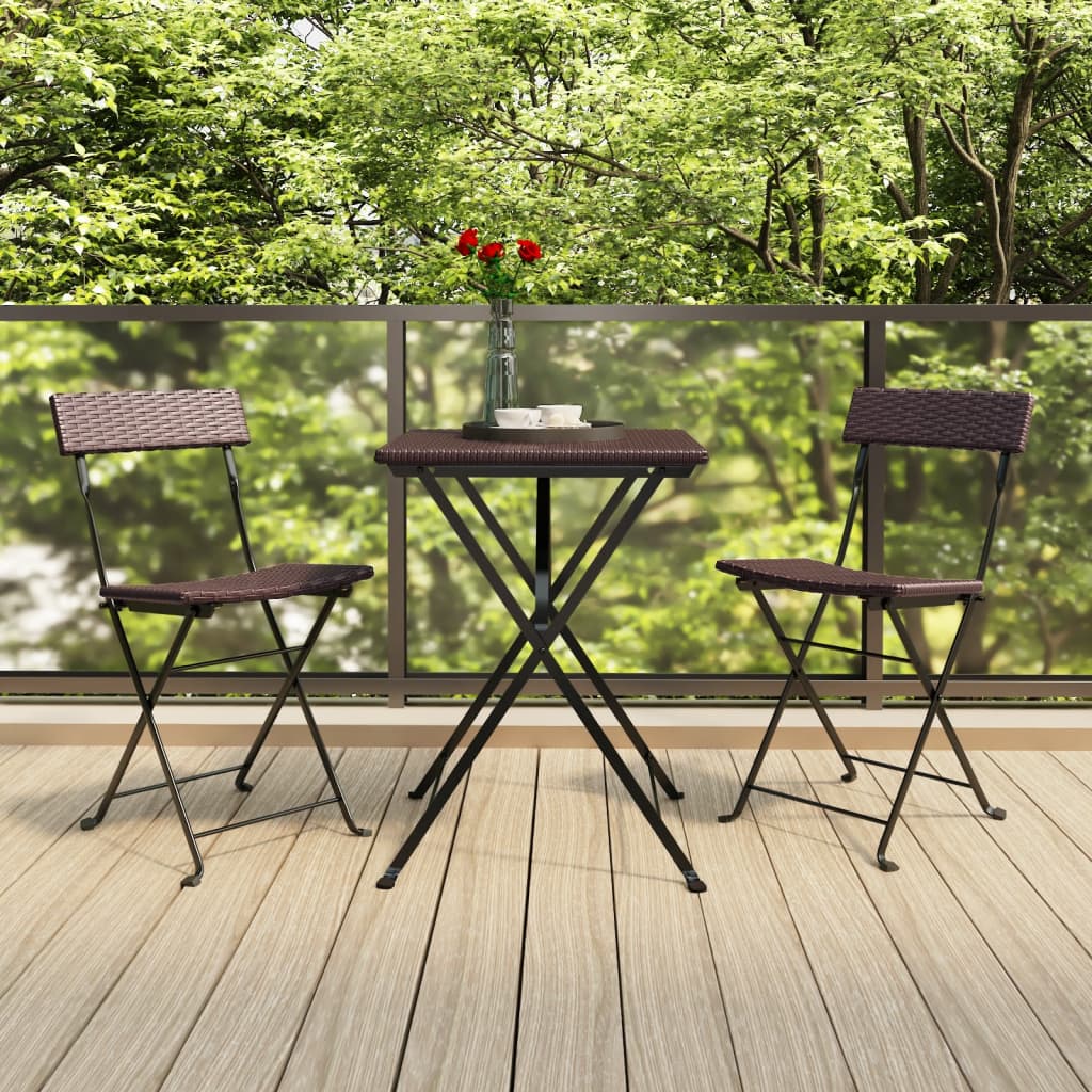 foto del prodotto sedie pieghevoli da bistr 2 pz marroni polyrattan e acciaiocod mxl 97354