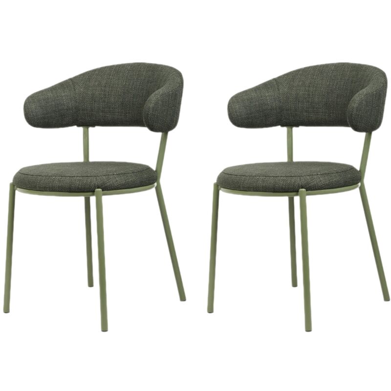 foto del prodotto sedie rebecca mobili zeita 80,5x47,5x57,5 tessuto poliestere acciaio verde moderno set 2 pezzi