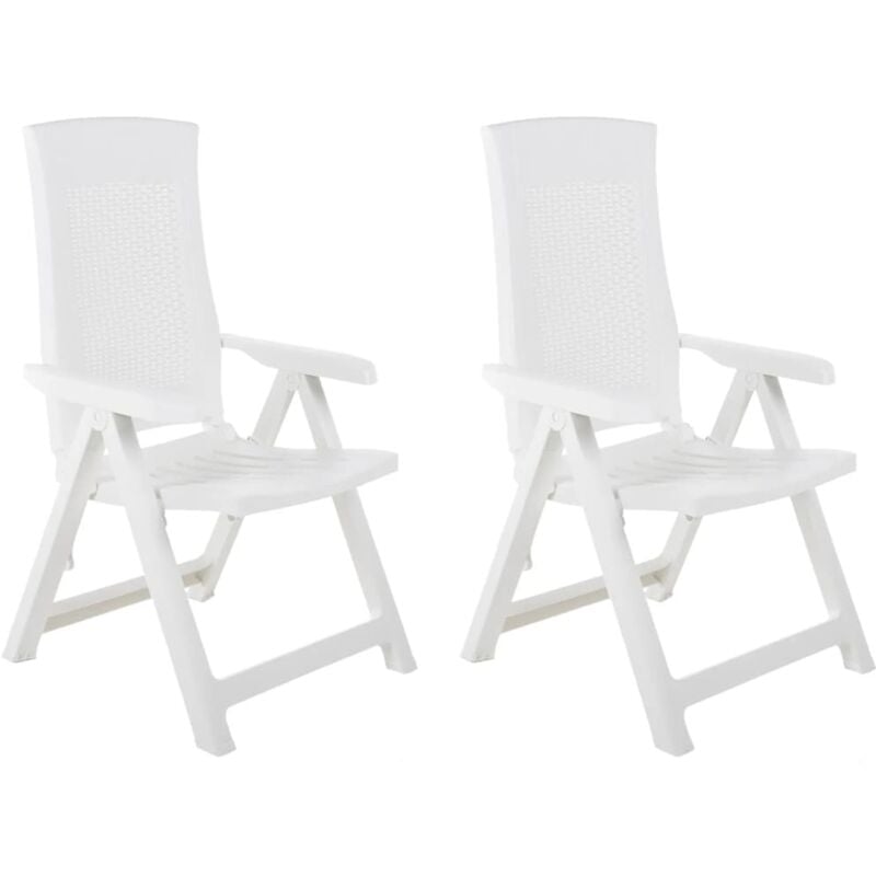 foto del prodotto sedie reclinabili da giardino 2 pz in plastica bianca cod mxl 18392