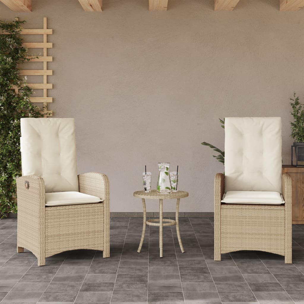 foto del prodotto sedie reclinabili da giardino 2pz con cuscini beige polyrattancod mxl 110908