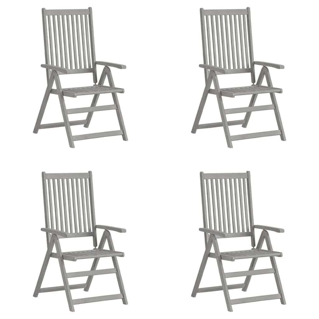 foto del prodotto sedie reclinabili da giardino 4 pz grigie in massello di acacia cod mxl 9955