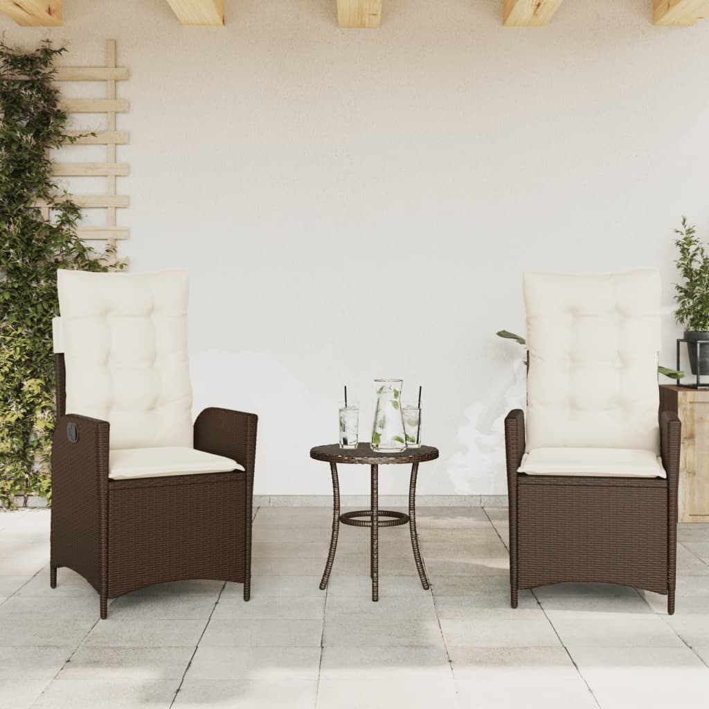 foto del prodotto sedie reclinabili giardino 2pz con cuscini marrone polyrattan