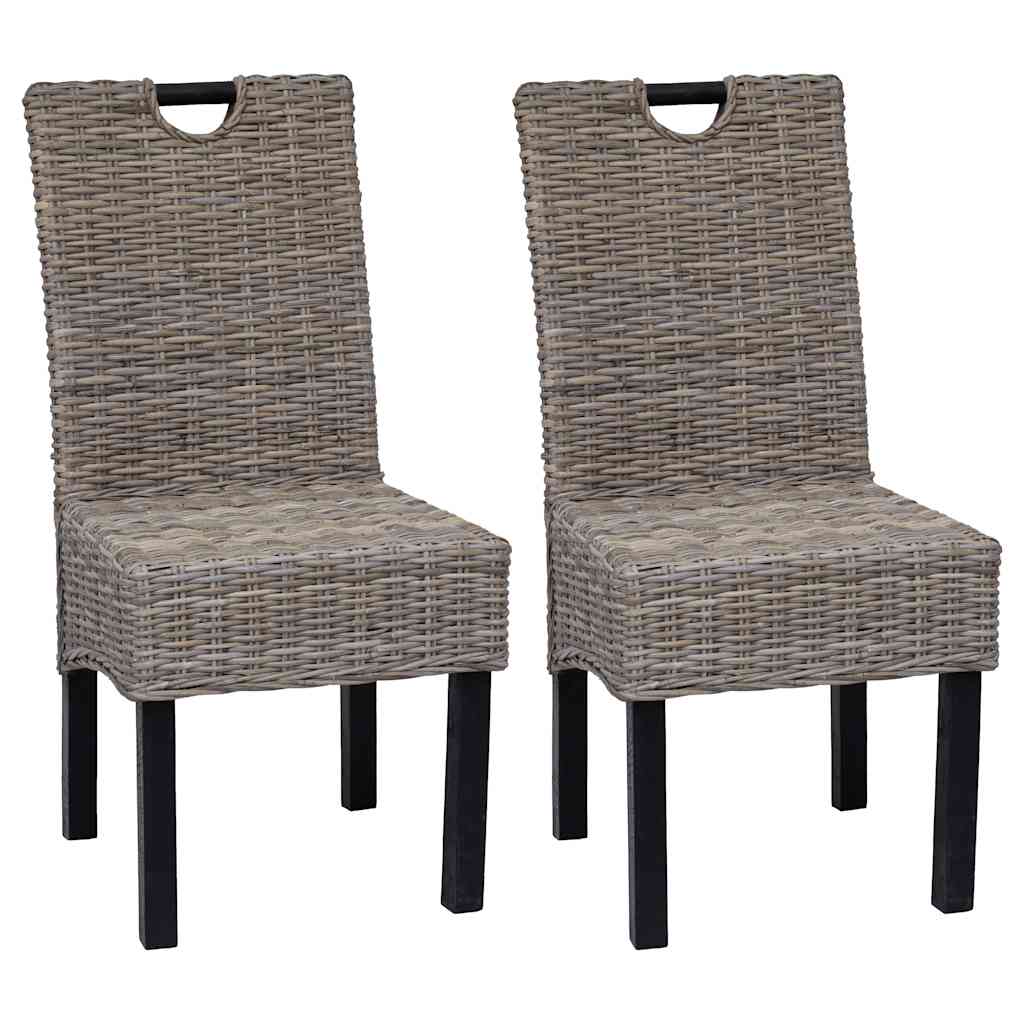 foto del prodotto sedie sala da pranzo 2 pz in rattan kubu e legno di mango cod mxl 47694