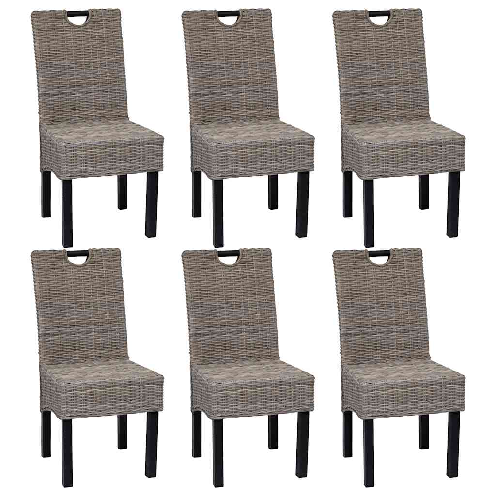 foto del prodotto sedie sala da pranzo 6 pz in rattan kubu e legno di mango cod mxl 31457