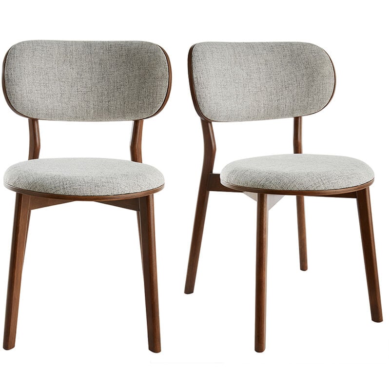 foto del prodotto sedie scandinave in legno scuro e tessuto grigio set di 2 fauvette