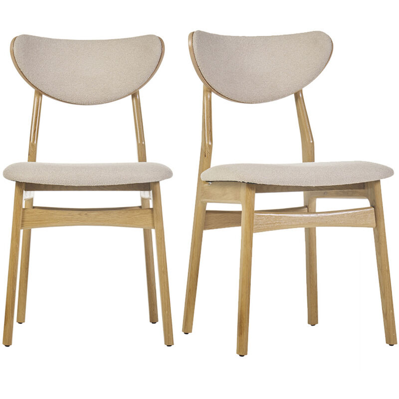 immagine 0 del prodotto sedie scandinave in tessuto effetto lana boucl beige e legno chiaro massello di rovere set di 2 maya