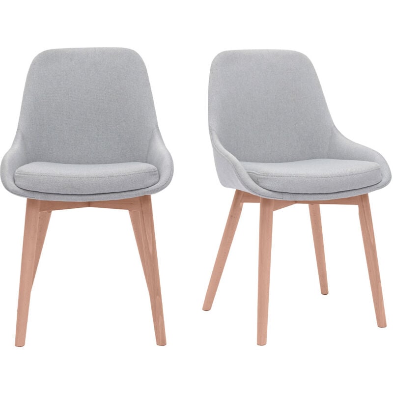 foto del prodotto sedie scandinave in tessuto grigio chiaro e legno massello chiaro set di 2 holo