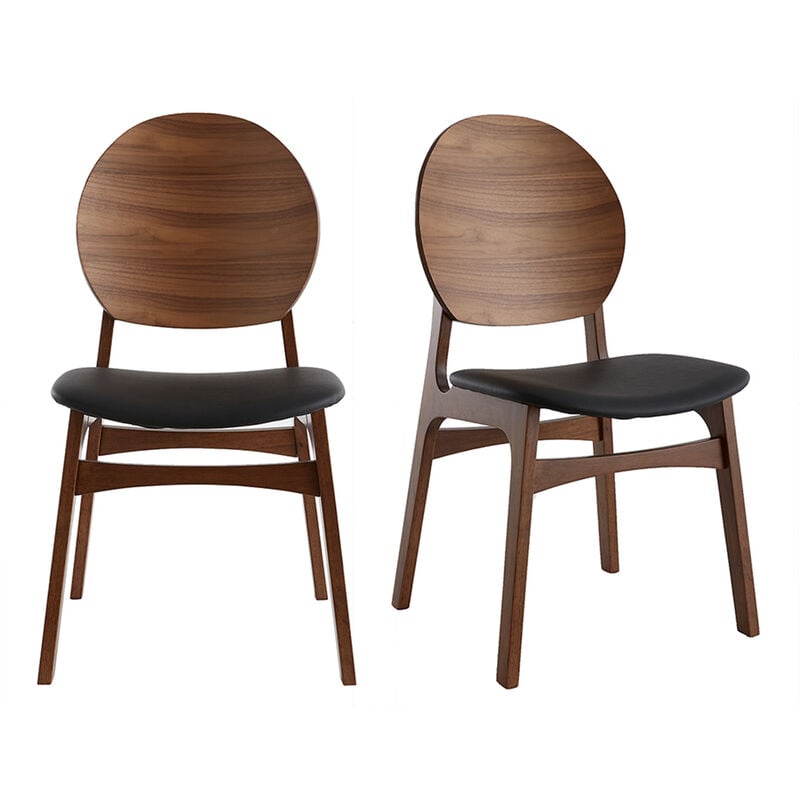 foto del prodotto sedie scandinave noce e poliuretano nero set di 2 elton