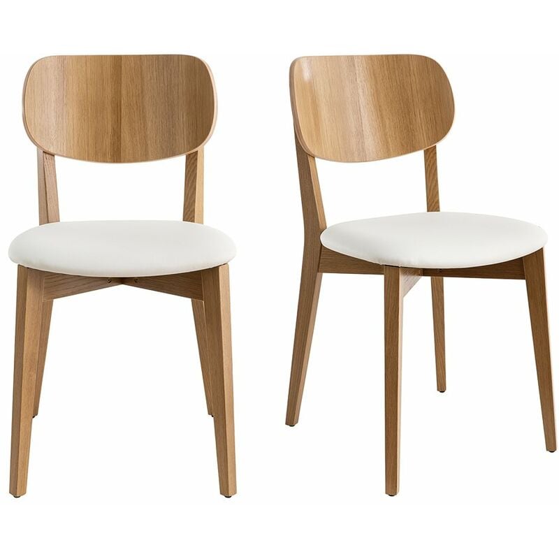 foto del prodotto sedie vintage rovere e sedile bianco set di 2 lucia