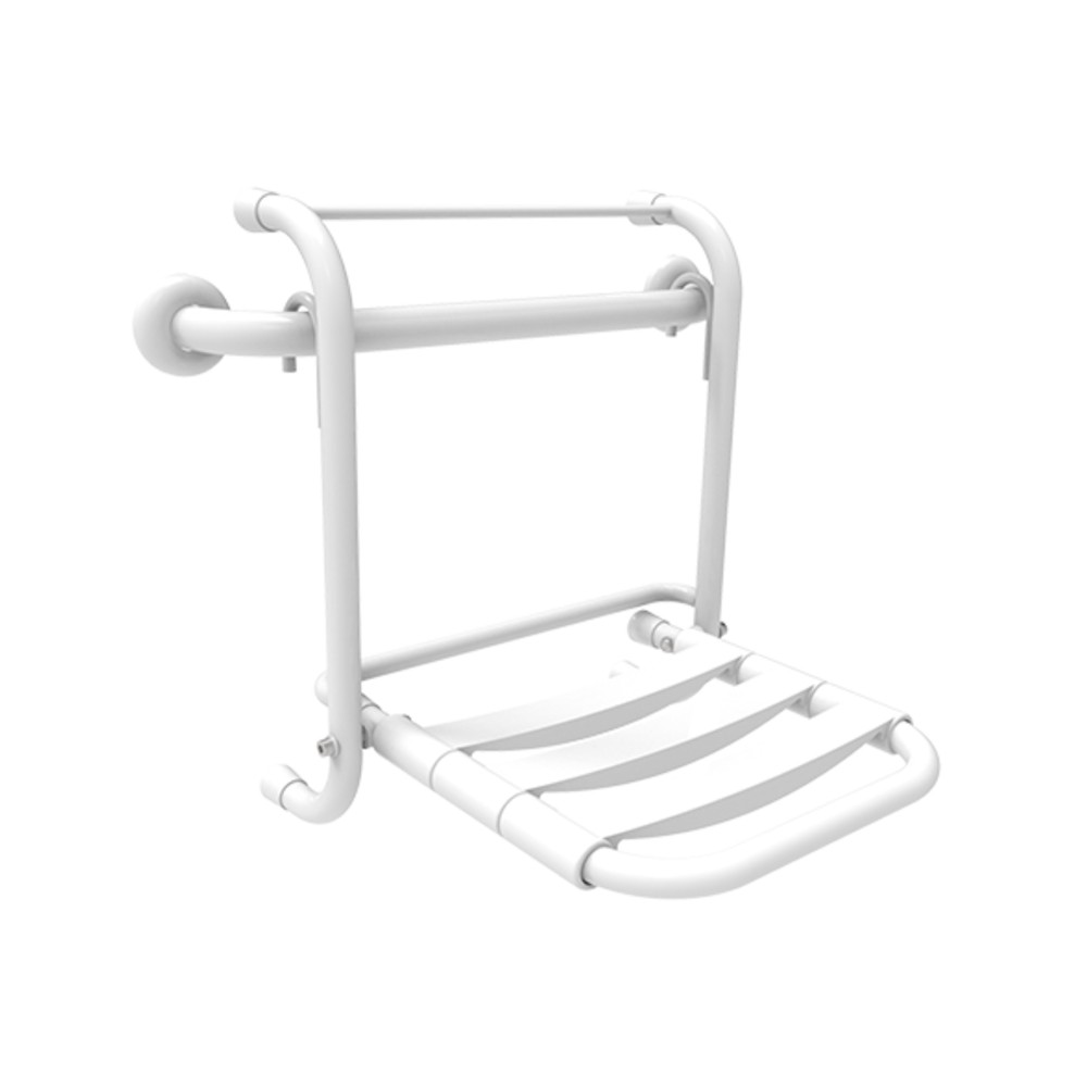 foto del prodotto sedile antibatterico ribaltabile asportabile inox bianco con doghe