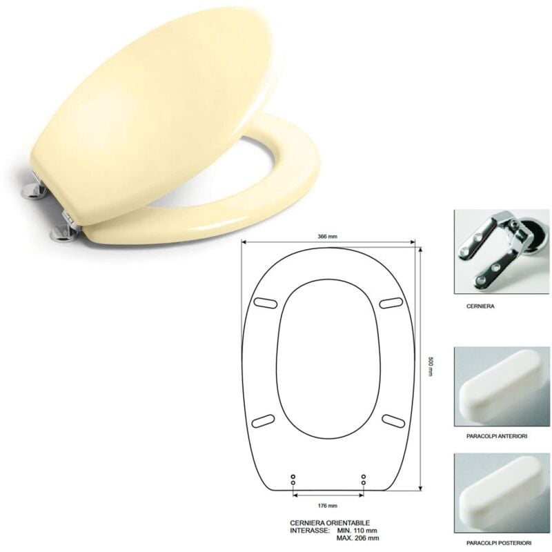 foto del prodotto sedile colbam con cerniere cromo ceramica dolomite lago, colore champagne 1416302.