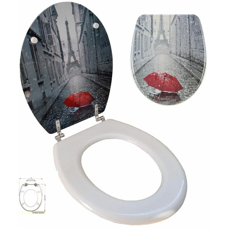 foto del prodotto sedile copriwater universale per bagno copri wc water in legno 18 mod. 52996